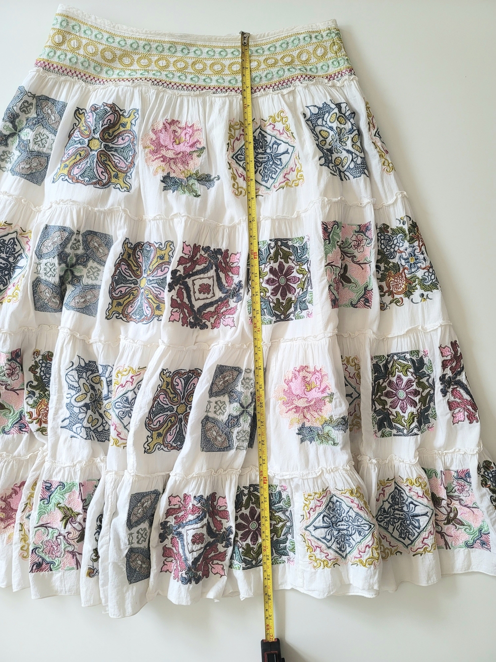 Johnny Was Biya Embroidered Cotton Midi Skirt M - Picture 3 of 11